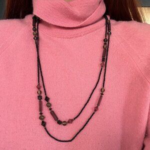 Simple, long beaded necklace